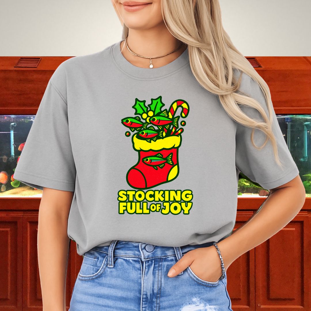 Stocking Full of Joy Tee – Kawaii Neon Tetra Christmas Shirt