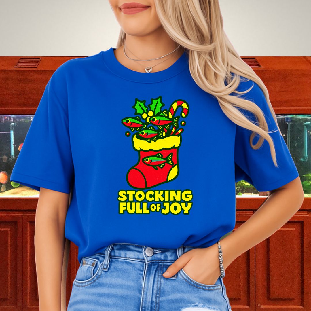 Stocking Full of Joy Tee – Kawaii Neon Tetra Christmas Shirt