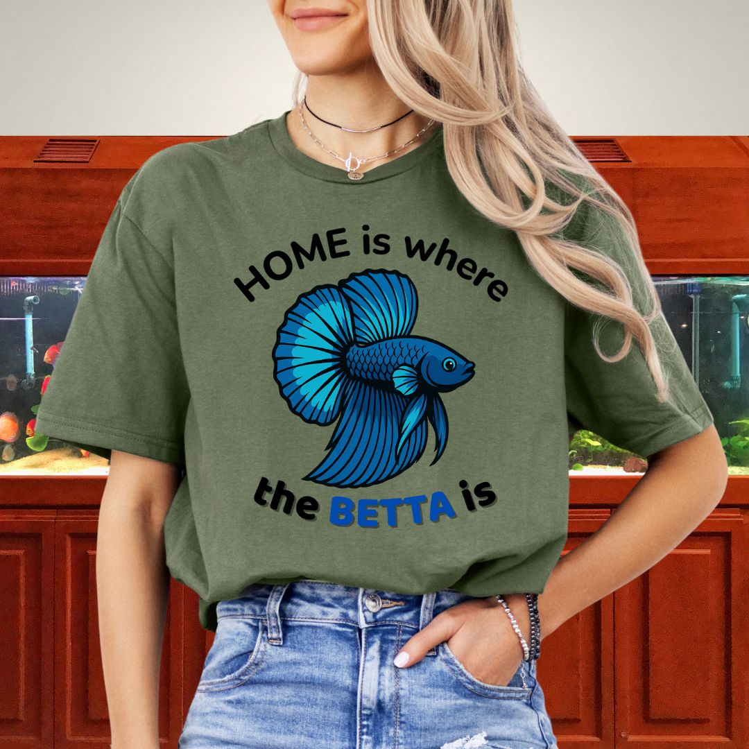 Home is Where the Betta Is Shirt – Halfmoon Metallic Blue Tee-T-Shirt-Fish &amp; Friends Tees