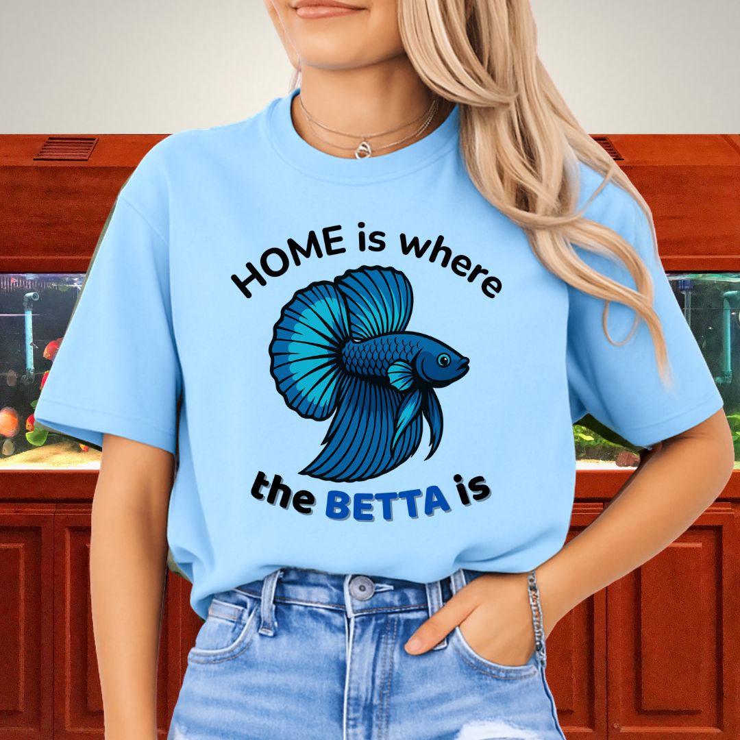 Home is Where the Betta Is Shirt – Halfmoon Metallic Blue Tee-T-Shirt-Fish &amp; Friends Tees