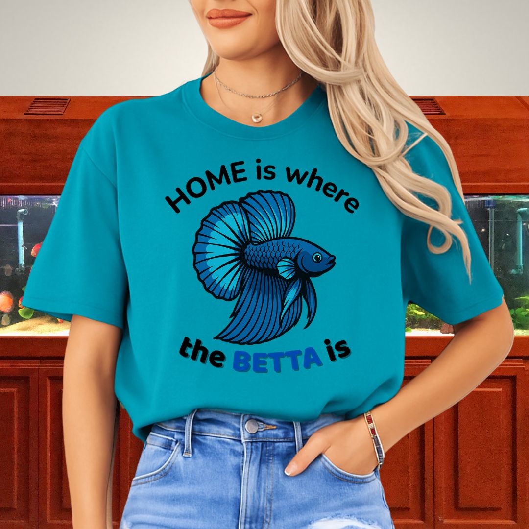 Home is Where the Betta Is Shirt – Halfmoon Metallic Blue Tee-T-Shirt-Fish &amp; Friends Tees