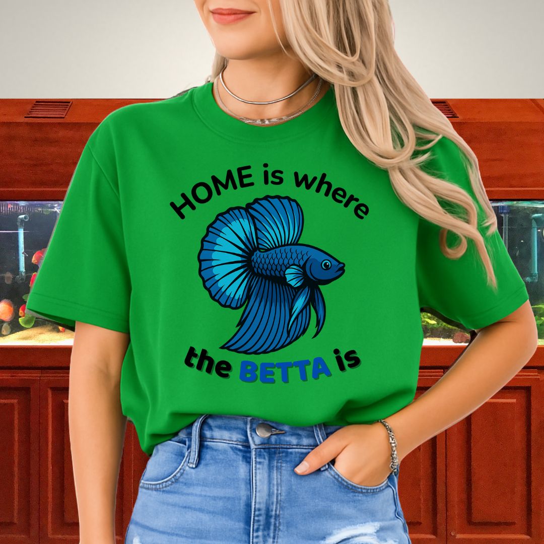 Home is Where the Betta Is Shirt – Halfmoon Metallic Blue Tee-T-Shirt-Fish &amp; Friends Tees