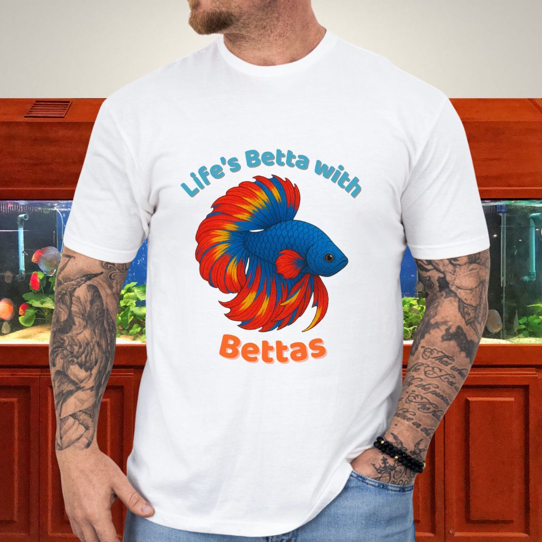 Life’s Betta with Bettas Shirt – Fancy Halfmoon Multicolor Tee-T-Shirt-Fish &amp; Friends Tees