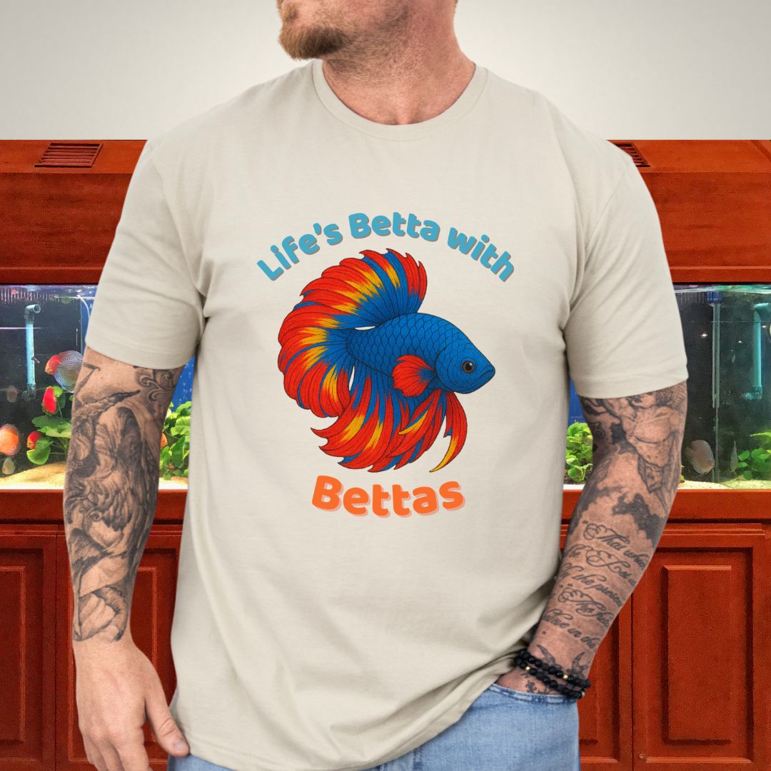 Life’s Betta with Bettas Shirt – Fancy Halfmoon Multicolor Tee-T-Shirt-Fish &amp; Friends Tees