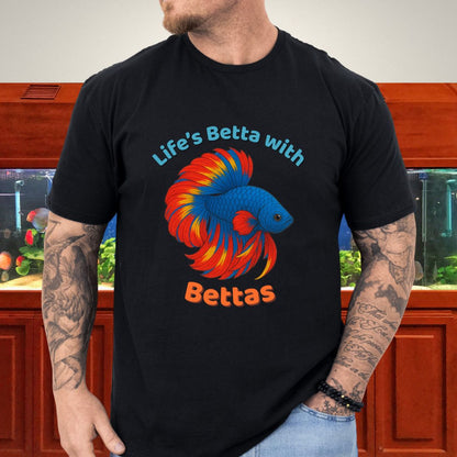 Life’s Betta with Bettas Shirt – Fancy Halfmoon Multicolor Tee-T-Shirt-Fish &amp; Friends Tees