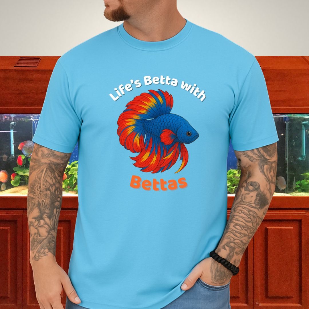 Life’s Betta with Bettas Shirt – Fancy Halfmoon Multicolor Tee-T-Shirt-Fish &amp; Friends Tees