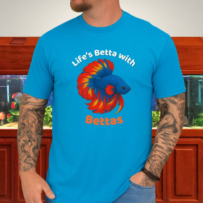 Life’s Betta with Bettas Shirt – Fancy Halfmoon Multicolor Tee-T-Shirt-Fish &amp; Friends Tees
