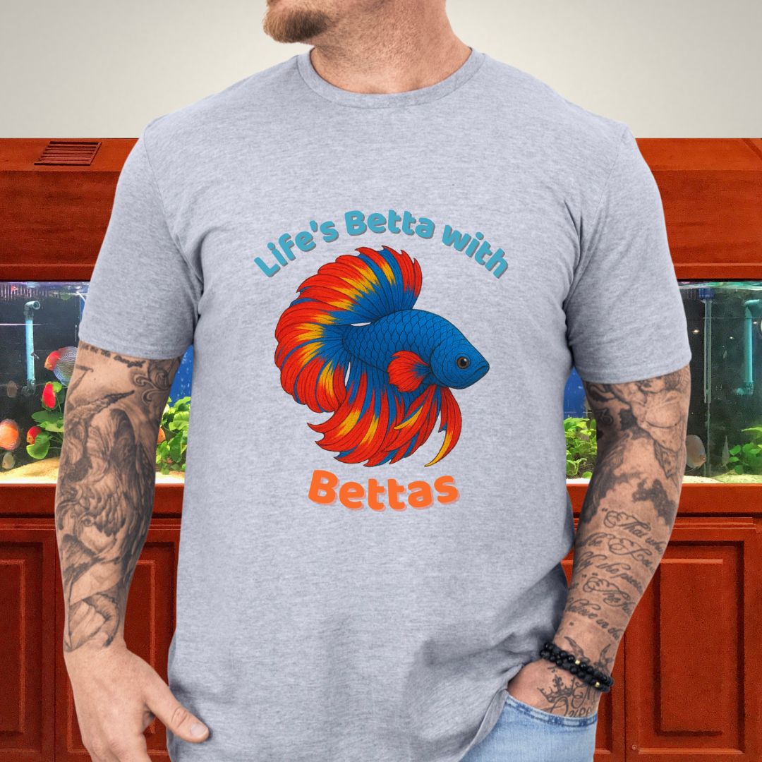 Life’s Betta with Bettas Shirt – Fancy Halfmoon Multicolor Tee-T-Shirt-Fish &amp; Friends Tees