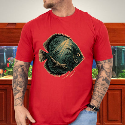 Tropical Surrealism: Heckel Discus with Amazon Scene Tee-T-Shirt-Fish &amp; Friends Tees