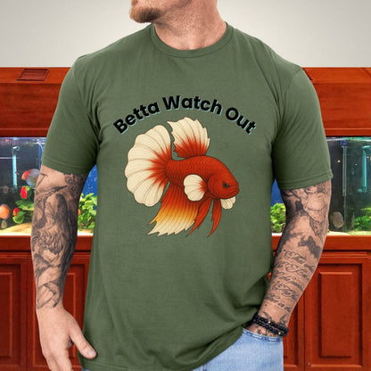 Betta Watch Out Tee – King Plakat Fighting Stance Shirt-T-Shirt-Fish &amp; Friends Tees