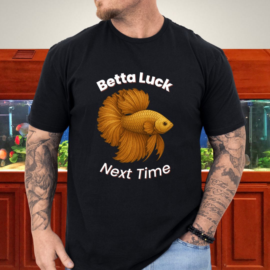 Betta Luck Next Time Shirt – Metallic Rosetail Halfmoon Tee-T-Shirt-Fish &amp; Friends Tees