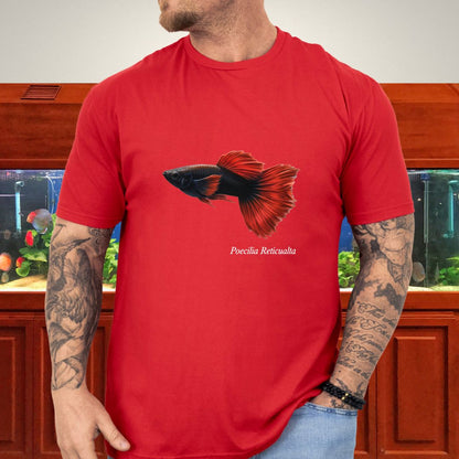 Poecilia Reticulata Half-Black Red Guppy Tee