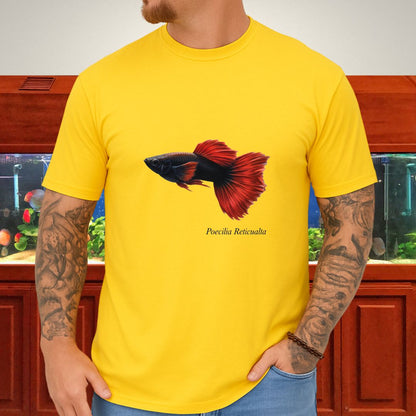 Poecilia Reticulata Half-Black Red Guppy Tee
