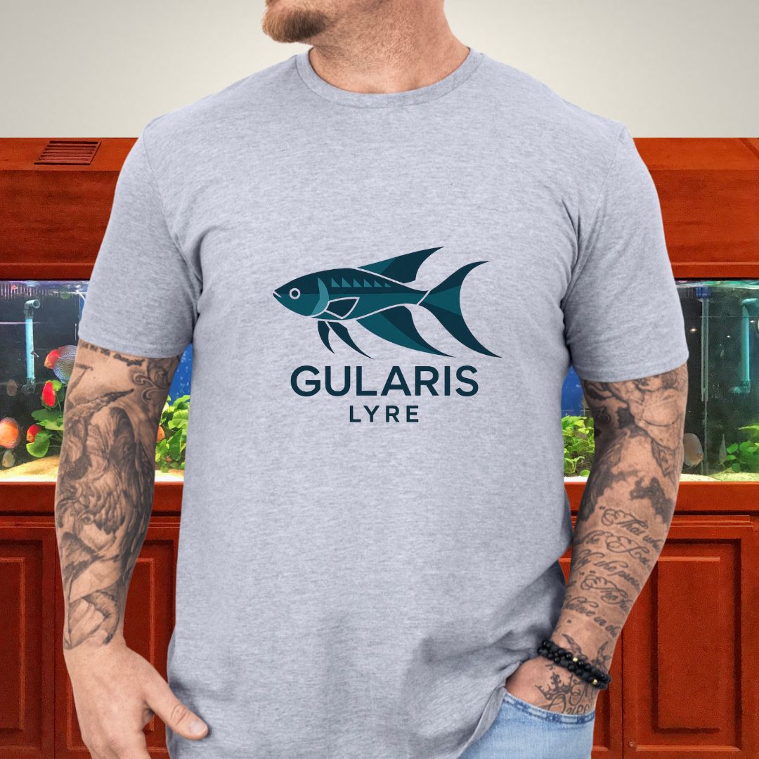 Blue Lyre Tee – Modern Power, Aquatic Precision