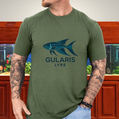 Blue Lyre Tee – Modern Power, Aquatic Precision