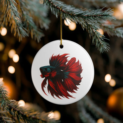 Crimson and Teal Betta Ornament