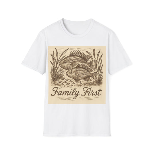 Family First Tee – Apistogramma Pair with Fry Nature Woodcut