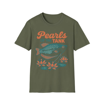 Pearls of the Tank Tee – Retro Pearl Gourami Lotus Design