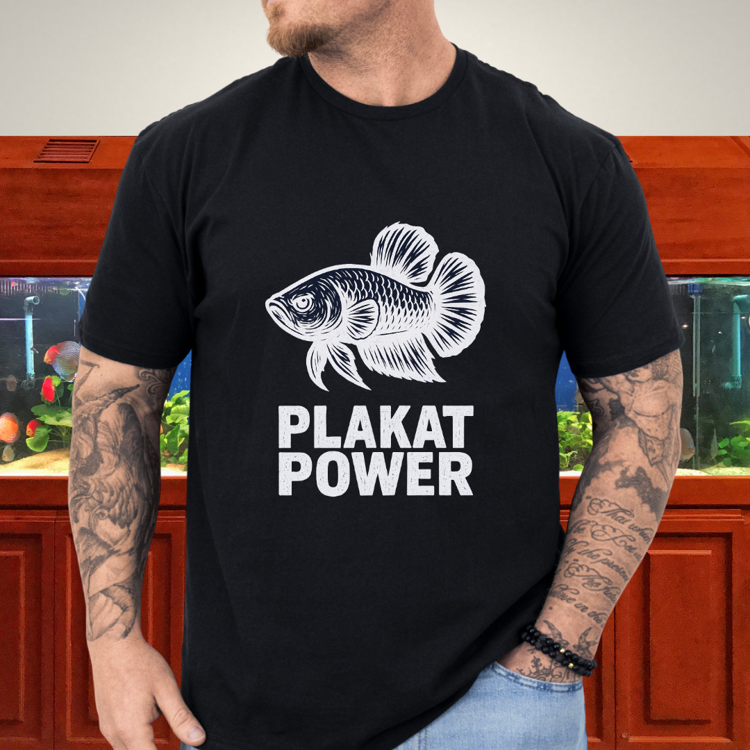 Gritty Plakat Power Betta Shirt – Linocut Style Fishkeeping Apparel