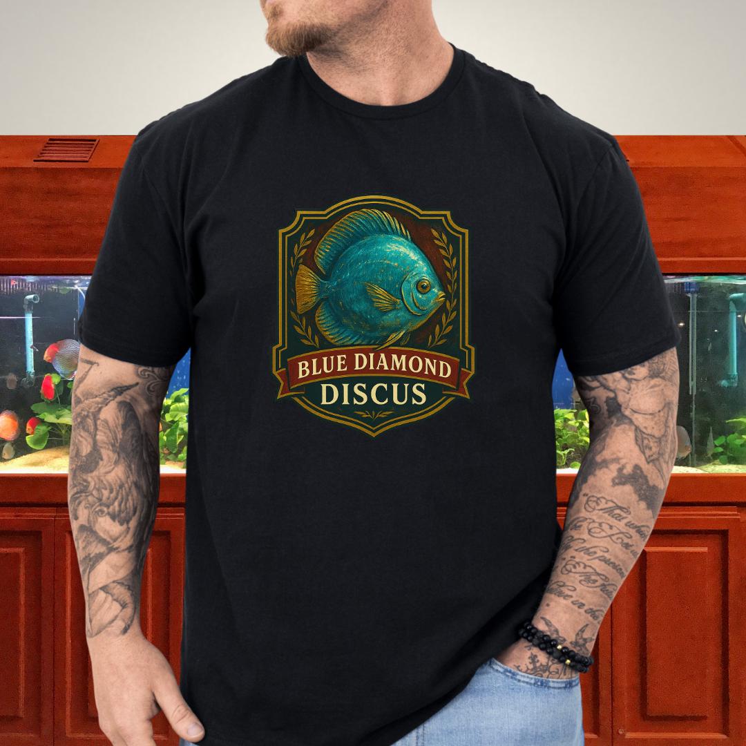 Blue Diamond Discus Retro Crest T-Shirt-T-Shirt-Fish &amp; Friends Tees