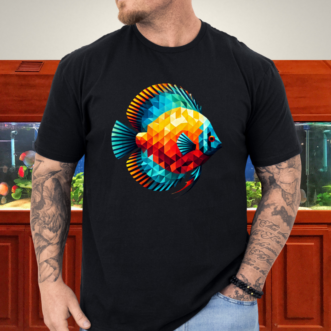 Geometric Discus Fish T-Shirt – Polygonal Aquarium Art