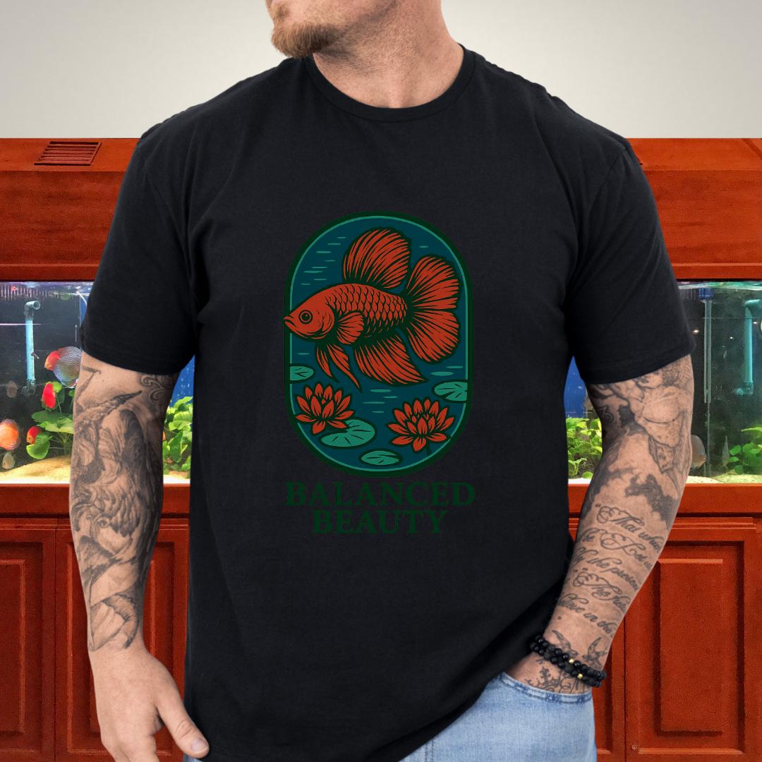 Balanced Beauty Betta Fish T-Shirt – Double Tail Design with Lotus-T-Shirt-Fish &amp; Friends Tees