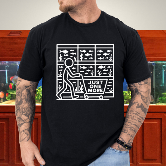 One More Tank T-Shirt – Stick Figure Aquarium Hobby Humor