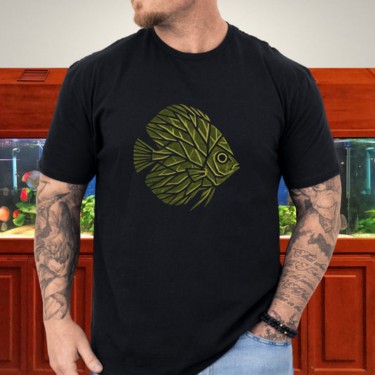 Leaf Vein Discus Tee – Modern Geometric Fish Design