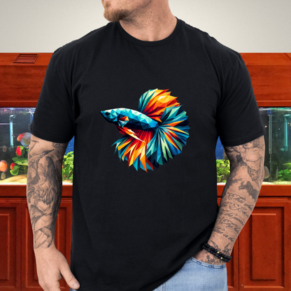 Geometric Betta Fish T-Shirt – Polygon Art Aquarium Style