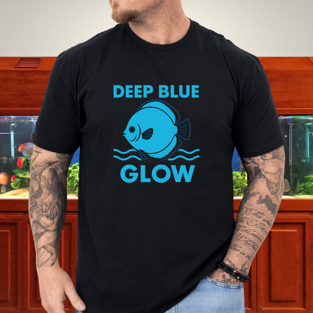 Deep Blue Glow Discus Fish Retro Tee