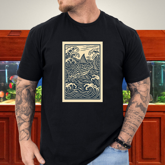 Ukiyo-e Trilineatus Tee – Japanese Wave Corydoras Design