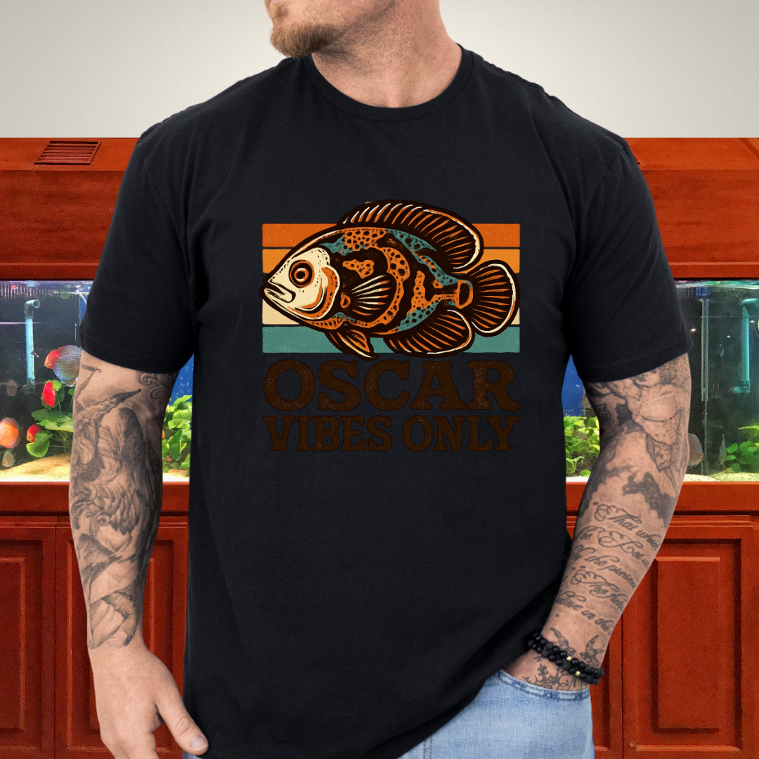 Retro Oscar Cichlid T-Shirt – 70s Groovy Fish Vibes