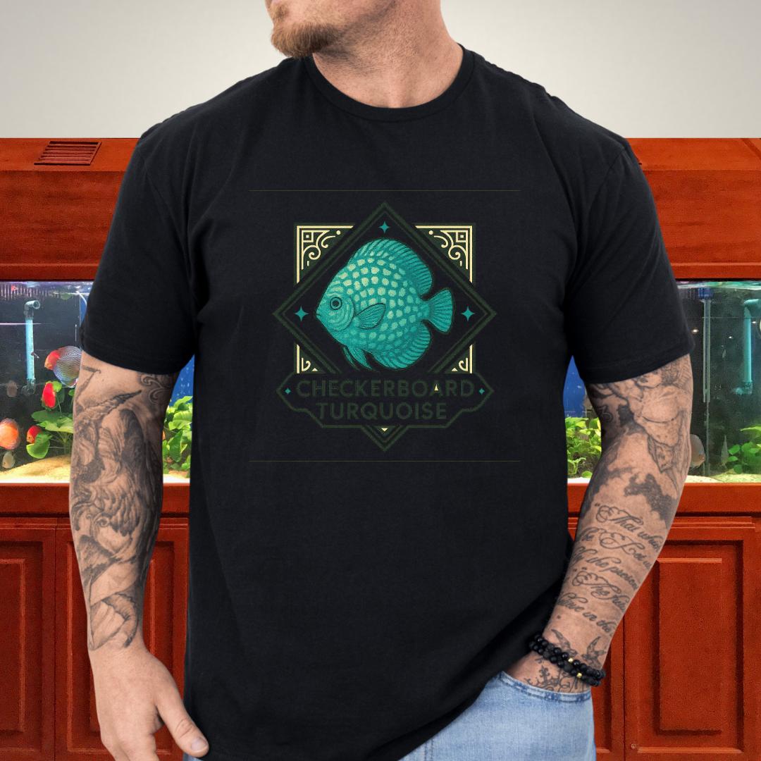 Checkerboard Turquoise Discus Nostalgia T-Shirt-T-Shirt-Fish &amp; Friends Tees