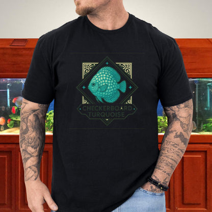 Checkerboard Turquoise Discus Nostalgia T-Shirt-T-Shirt-Fish &amp; Friends Tees