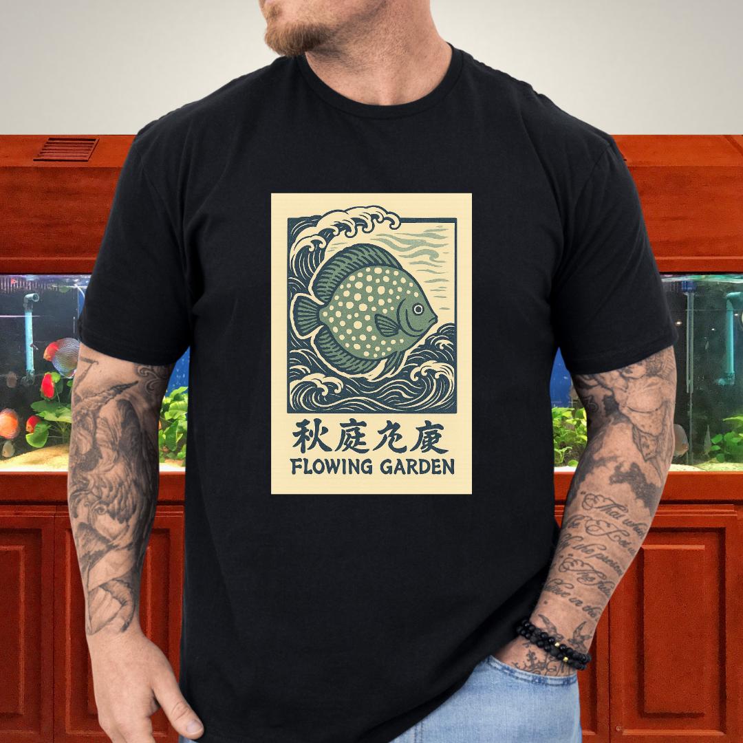 Spotted Green Discus Japanese Wave T-Shirt-T-Shirt-Fish &amp; Friends Tees