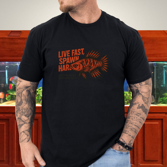 Live Fast, Spawn Hard Tee – Wolterstorffi Killifish Punk Design