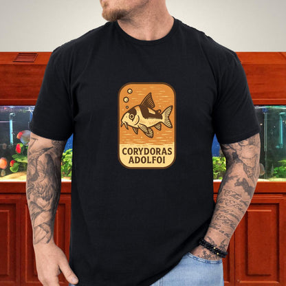 Retro Hover Tee – Corydoras Adolfoi Woodcut Style-T-Shirt-Fish &amp; Friends Tees