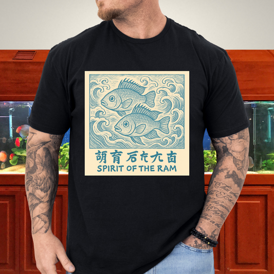 Spirit of the Ram Tee – Ukiyo-e Inspired Cichlid Design
