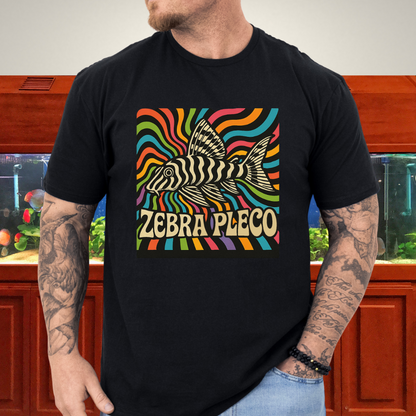 Zebra Pleco Tee – Psychedelic Rainbow Catfish Design
