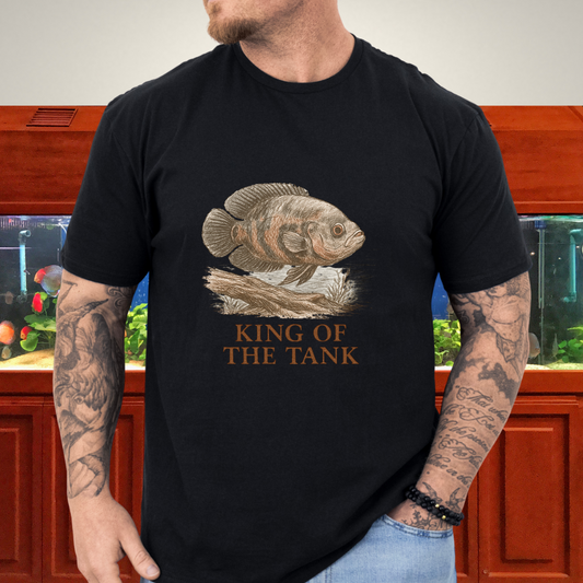Oscar Fish T-Shirt – King of the Tank Sketch Design for Cichlid Aquarium Lovers