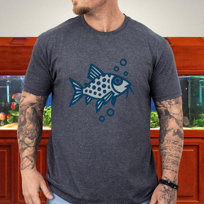 Corydoras Julii Shirt – Bold Blue & Grey Geometric Style-T-Shirt-Fish &amp; Friends Tees