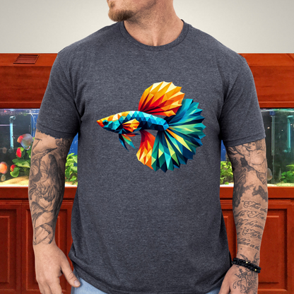 Geometric Guppy Fish T-Shirt – Polygonal Aquarium Style