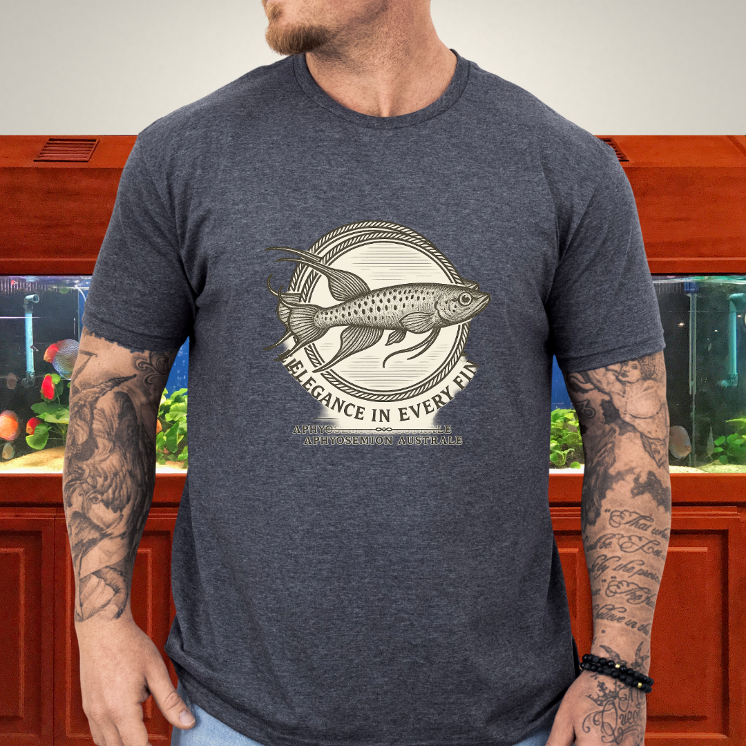 Elegance in Every Fin Tee – Lyretail Killifish Crest Design