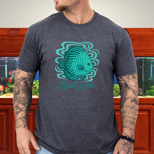 Liquid Lines Psychedelic Turquoise Discus Tee-T-Shirt-Fish &amp; Friends Tees