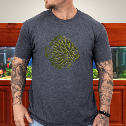 Leaf Vein Discus Tee – Modern Geometric Fish Design