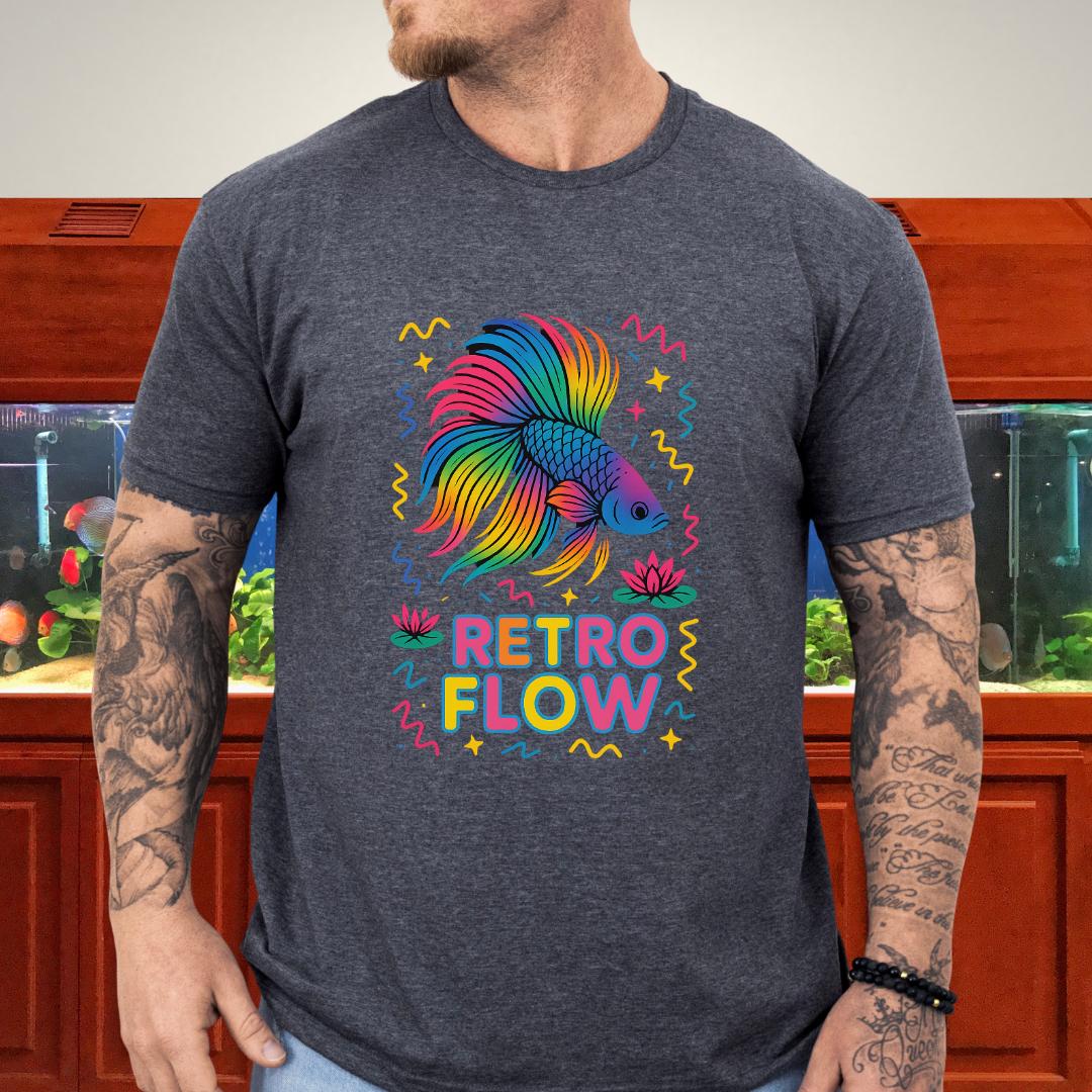Retro Flow Betta Fish T-Shirt – 90s Neon Rainbow Design-T-Shirt-Fish &amp; Friends Tees