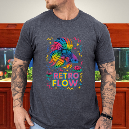 Retro Flow Betta Fish T-Shirt – 90s Neon Rainbow Design
