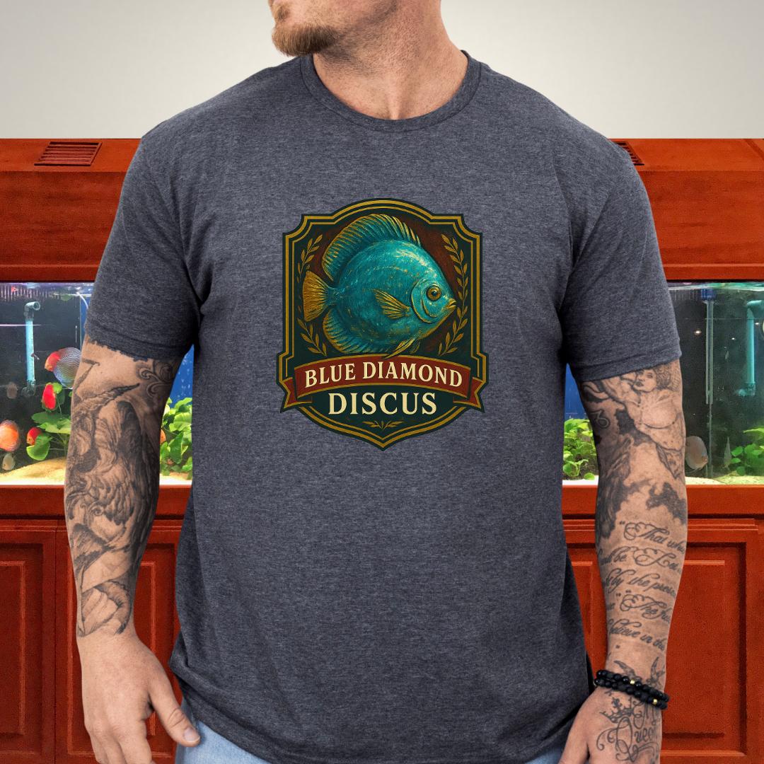 Blue Diamond Discus Retro Crest T-Shirt-T-Shirt-Fish &amp; Friends Tees
