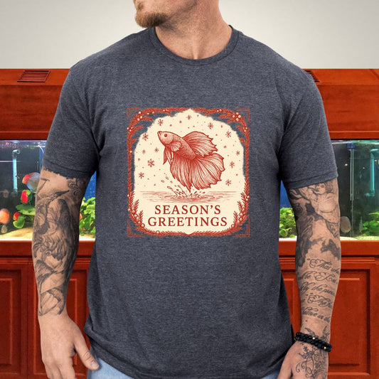 Graceful Holiday Betta Fish Tee – Hand-Sketched Winter Design-T-Shirt-Fish &amp; Friends Tees