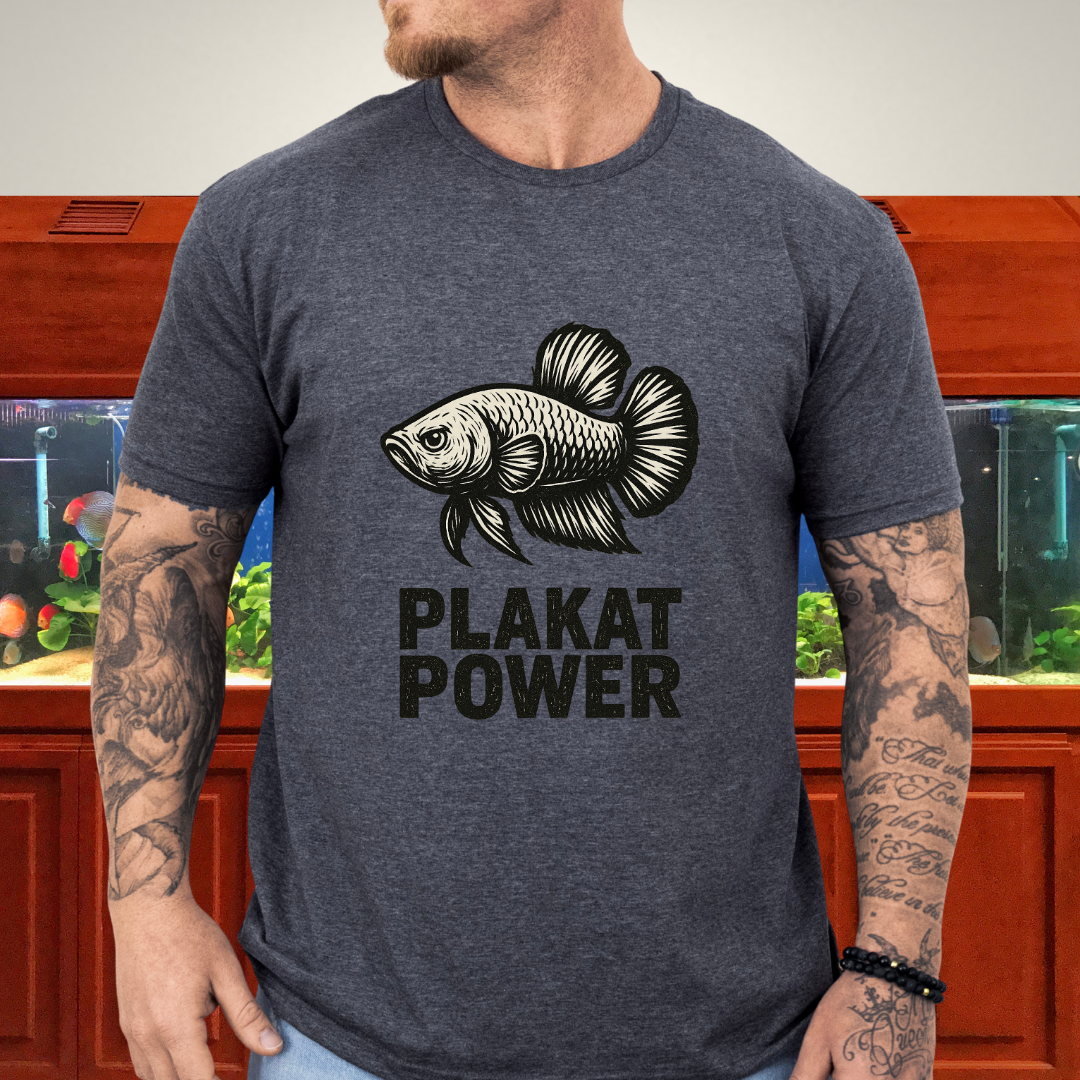 Gritty Plakat Power Betta Shirt – Linocut Style Fishkeeping Apparel